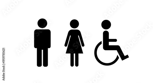 Restroom sign with male female and handicap symbols