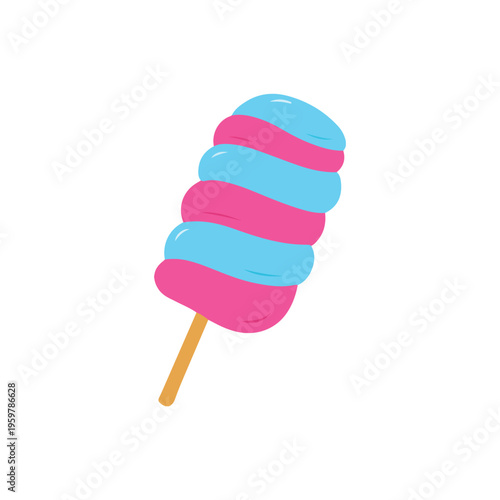 Colorful Blue and Pink Twisted Marshmallow on Stick