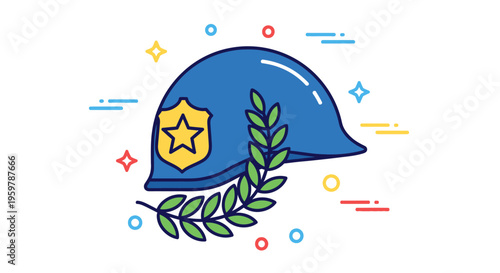 Police Helmet with Badge and Laurel.