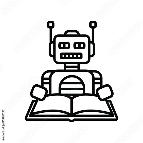 Robot Reading Book Education Concept