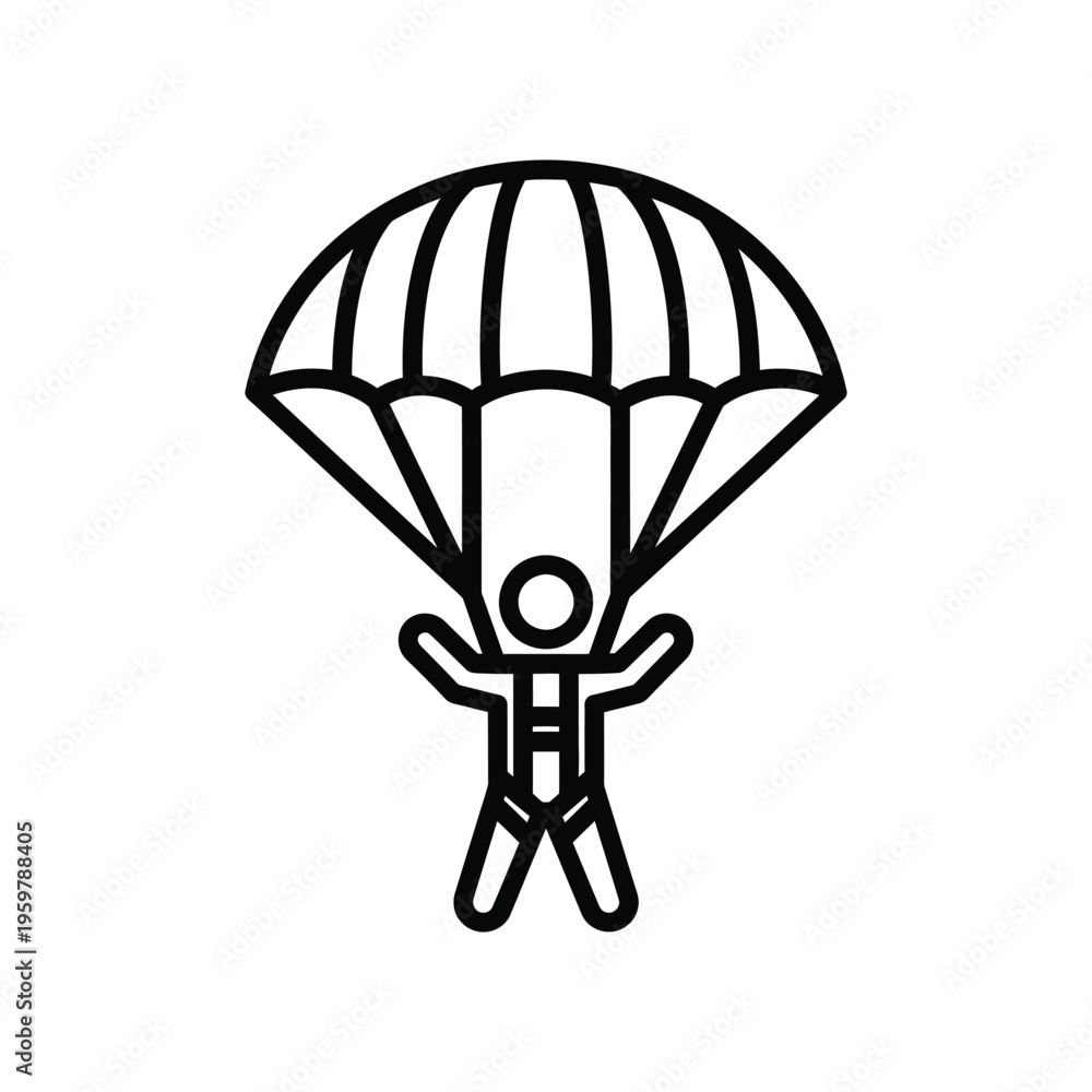 Fototapeta premium Skydiver Descent Freedom Vector Icon