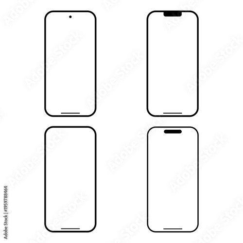 Four Smart Phone Device Mockups Set for Responsive Web Design and App User Interface Display.