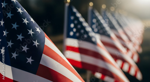 Celebrating labor day with patriotism american flags in unity