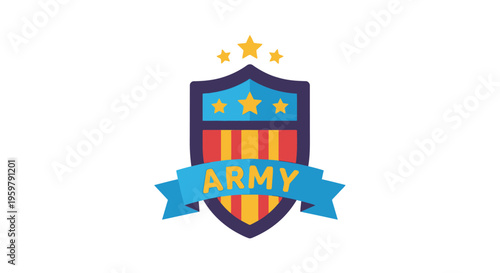 Army shield logo with stars.