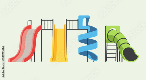 Colorful Playground Slides Illustration for Children's Fun and Outdoor Activities