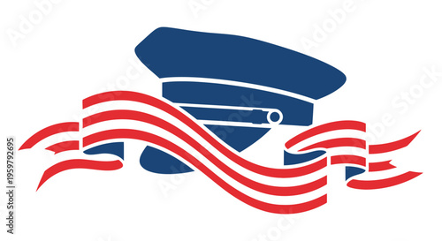 Police Officer Hat with American Flag.