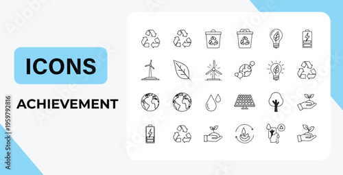 Eco friendly icons for sustainable living and environmental conservation concepts