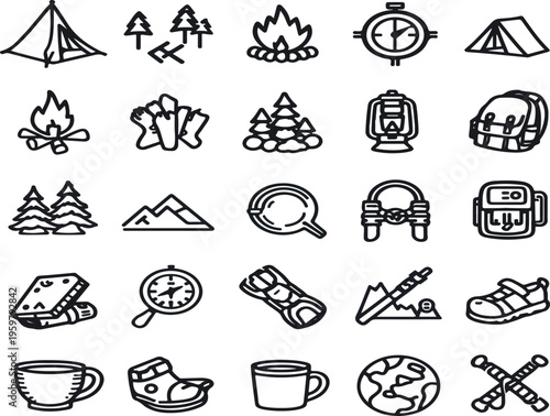 Camping icons set vector illustration