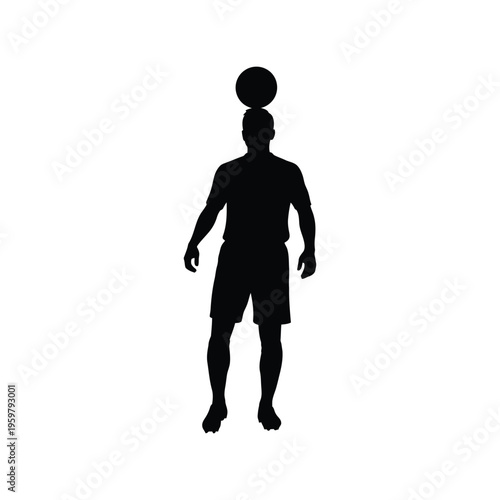 Soccer Player Balancing Ball Silhouette Vector Isolated on White Background