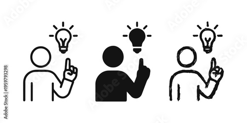 Person Having an Idea and Inspiration Icons.
