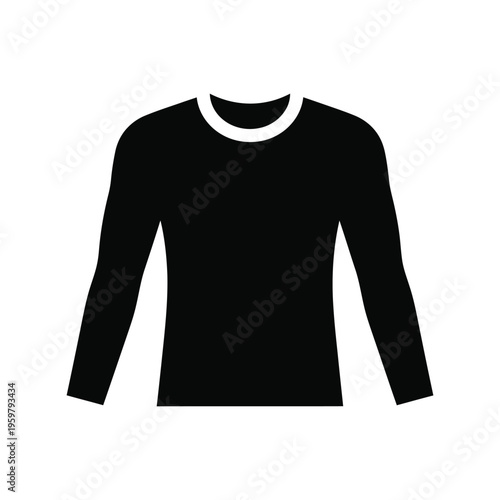 Black Long Sleeve Shirt Vector Icon Isolated on White Background for Fashion Design