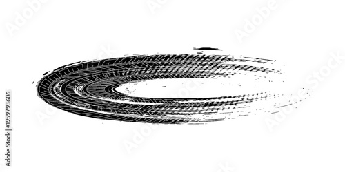 Tire tread marks, wheel textures, tire marks - car racing, motocross, drift, rally, off-road and others. Vector black isolated texture in grunge style with splashes.eps10 vector