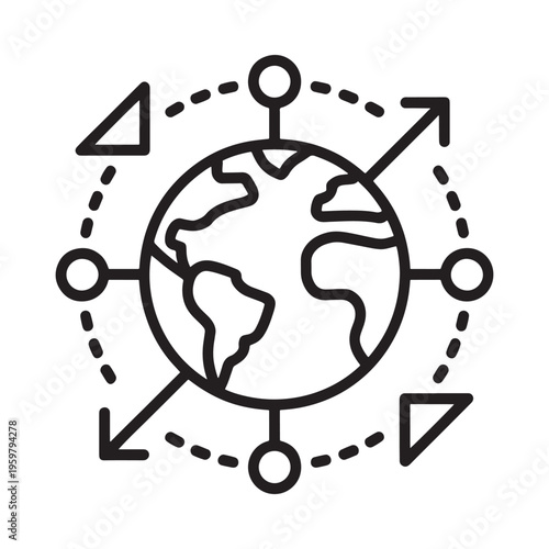 Global network connectivity illustrated with a world map and connecting points