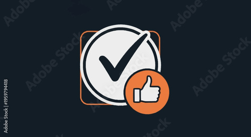 Checkmark icon with thumbs up symbol.