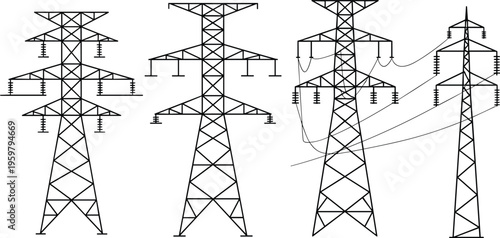 electricity, transmission, tower, power, line, silhouette, energy, grid, utility, voltage, infrastructure, cable, industry, engineering, supply, network, pylon, distribution, technology, system