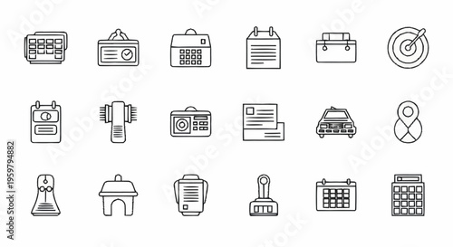 Collection of business and office icons.