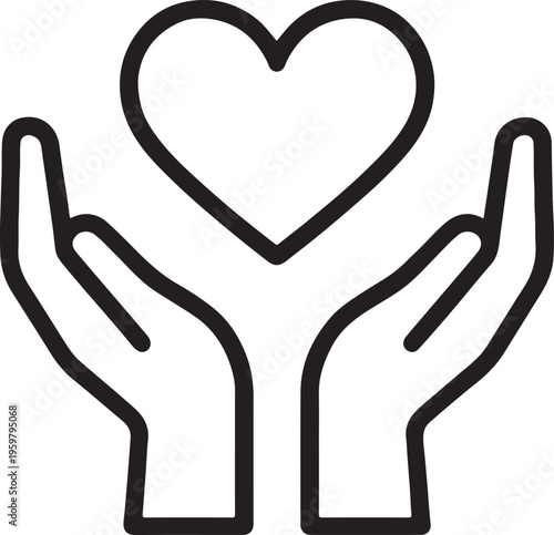 Heart in hands care charity vector icon