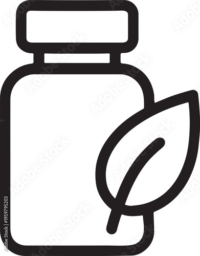 Natural herbal medicine bottle vector icon