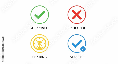 Status icons for approval and verification.