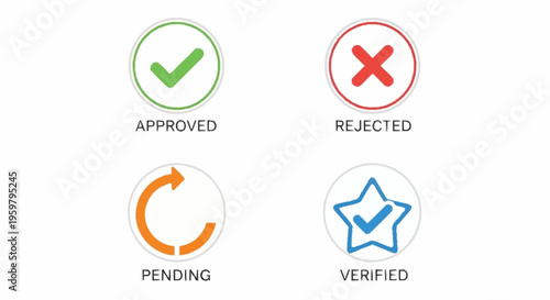 icons for approved, rejected, pending, and verified status.