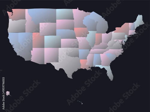 USA map gradient pastel states modern colorful United States illustration