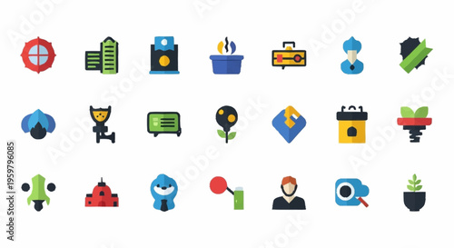 Collection of colorful flat design icons.