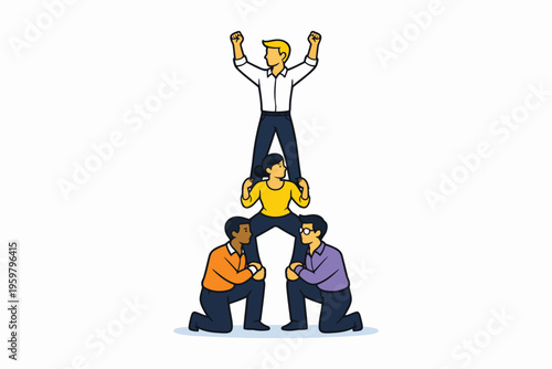 Teamwork and collective success through human pyramid formation