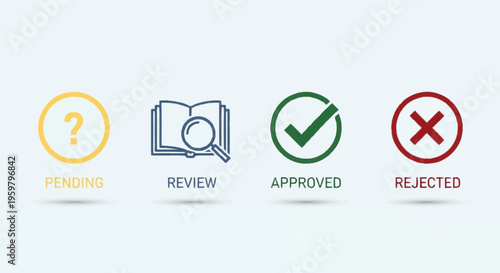 Icons for workflow status and approval.