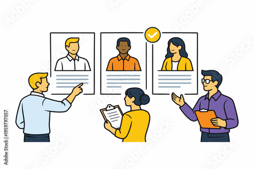 Team selecting the best candidate for a job interview process