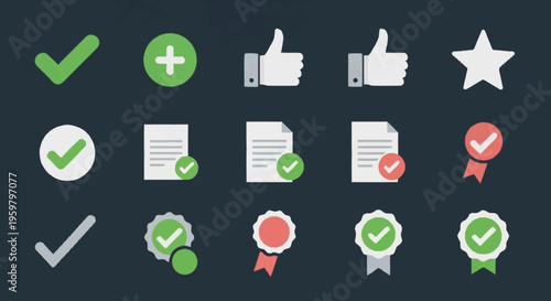 Collection of checkmark and rating icons.