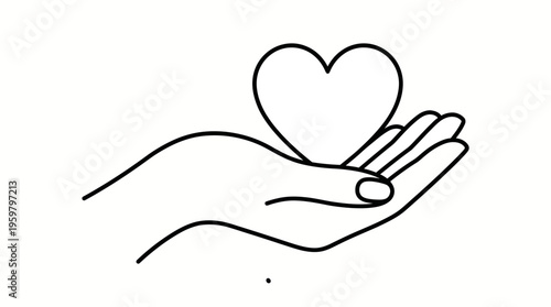 Hand Gently Holding a Heart Shape Symbolizing Love, Care, and Health, Isolated White Background.