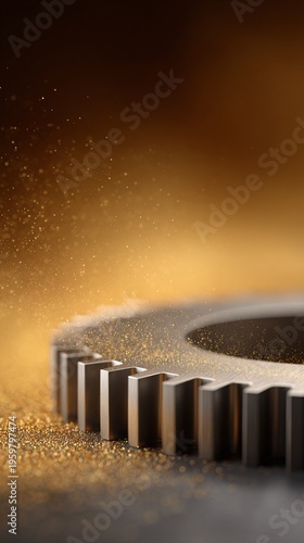 Industrial gear close-up workshop macro photography studio detailed texture machinery concept
