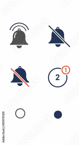 Notification icons with bell symbols.