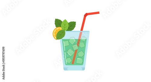 Refreshing Green Cocktail Drink Closeup.