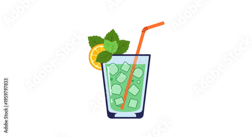 Refreshing glass of mojito cocktail drink.