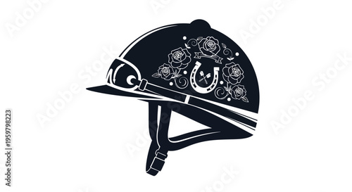 Black Horse Riding Helmet Decoration.