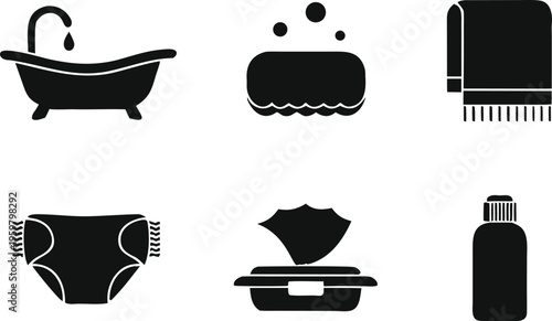 Bath & Personal Care Icons Set, Personal Care Vector Set– Trans BG.