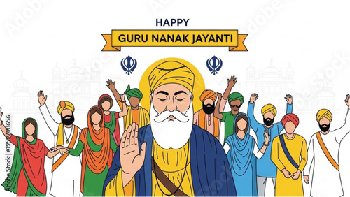 People celebrate Guru Nanak Jayanti with traditional dress and sign