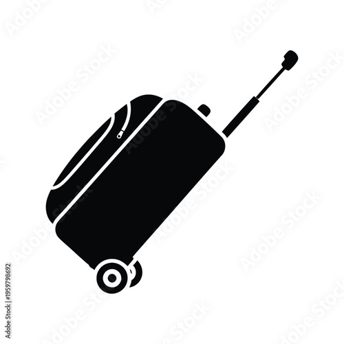 Travel suitcase vector icon isolated on white, black silhouette luggage illustration