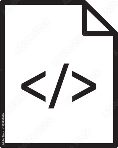 A graphic illustration of a coding symbol on a document page