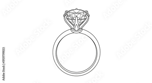 Elegant Diamond Ring Illustration - A Symbol of Love and Commitment.