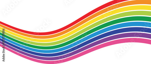 Abstract rainbow wave background with parallel colorful stripes and vibrant wavy lines isolated on white for pride month lgbtq celebration and modern graphic design