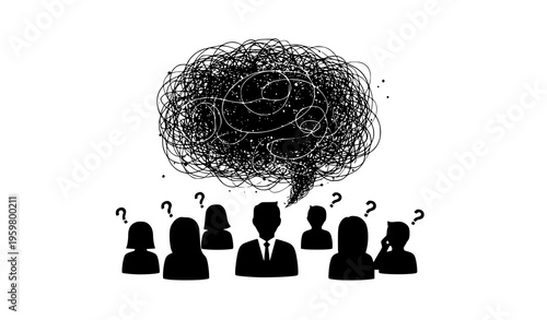 Unclear message communication failure confused employees vector illustration