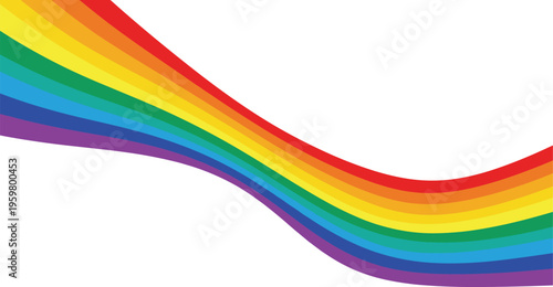 Colorful rainbow wave vector illustration with multi colored stripes representing pride diversity and inclusion isolated on white background for creative design projects.
