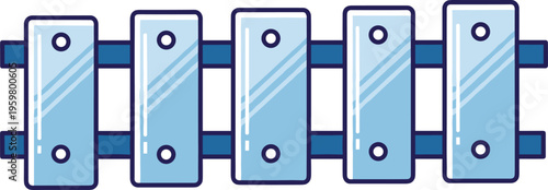 Cute blue xylophone musical instrument toy illustration for children education and nursery music design isolated on white background for web and print projects