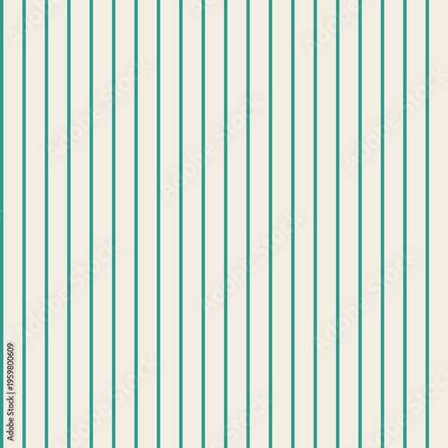 Teal and Cream Seamless Vertical Pinstripe Pattern Elegant Art Deco Background