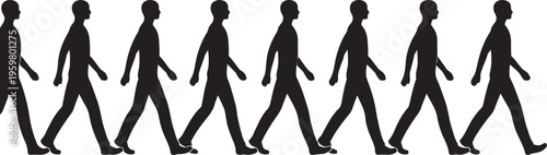 Walking Man Silhouette Sequence Animation Frames Gait Cycle