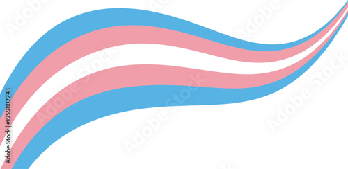 Transgender pride flag colors in a flowing wave vector illustration with blue pink and white stripes for trans awareness and lgbtq diversity designs.