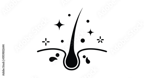 Hair follicle diagram with sparkling elements a minimalist silhouette