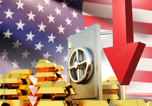 Gold bars and open vault wi...